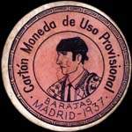 Timbre-monnaie de fantaisie - Barajas - Madrid - 1937 - Espagne - carton moneda