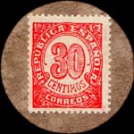 Carton moneda Madrid - 1937 - Fuencarral - 30 centimos - timbre-monnaie de fantaisie - Espagne - revers
