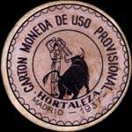 Timbre-monnaie de fantaisie - Hortaleza - Madrid - 1937 - Espagne - carton moneda