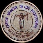 Timbre-monnaie de fantaisie - San Fernado de Henares - Madrid - 1937 - Espagne - carton moneda