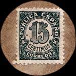 Carton moneda Madrid - 1937 - Valdemoro - 15 centimos - timbre-monnaie de fantaisie - Espagne - revers