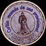 Timbre-monnaie de fantaisie - Villaconejos - Madrid - 1937 - Espagne - carton moneda