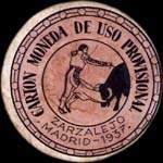 Timbre-monnaie de fantaisie - Zarzalejo - Madrid - 1937 - Espagne - carton moneda