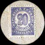 Carton moneda Maella - 1937 - 20 centimos - timbre-monnaie de fantaisie - Espagne - revers