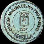 Timbre-monnaie de fantaisie - Maella - 1937 - Espagne - carton moneda