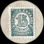 Carton moneda Moia - 1937 - 15 centimos - timbre-monnaie de fantaisie - Espagne - revers