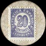 Carton moneda Moia - 1937 - 20 centimos - timbre-monnaie de fantaisie - Espagne - revers