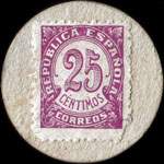 Carton moneda Montblanch - 1937 - 25 centimos - timbre-monnaie de fantaisie - Espagne - revers