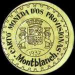 Carton moneda Montblanch - 1937 - 45 centimos - timbre-monnaie de fantaisie - Espagne - avers
