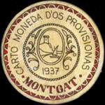 Carton moneda Montgat - 1937 - 45 centimos - timbre-monnaie de fantaisie - Espagne - avers