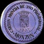 Carton moneda Monzon - 1937 - 10 centimos - timbre-monnaie de fantaisie - Espagne - avers