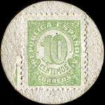 Carton moneda Monzon - 1937 - 10 centimos - timbre-monnaie de fantaisie - Espagne - revers
