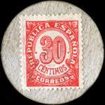 Carton moneda Motcada i Rexac - 1937 - 30 centimos - timbre-monnaie de fantaisie - Espagne - revers