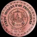 Carton moneda Motcada i Rexac - 1937 - 45 centimos - timbre-monnaie de fantaisie - Espagne - avers
