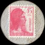 Carton moneda Motcada i Rexac - 1937 - 45 centimos - timbre-monnaie de fantaisie - Espagne - revers