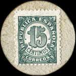 Carton moneda Olot 1937 - 15 centimos - timbre-monnaie de fantaisie - Espagne - revers
