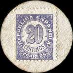 Carton moneda Olot 1937 - 20 centimos - timbre-monnaie de fantaisie - Espagne - revers