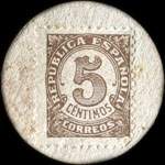Carton moneda Perello - 1937 - 5 centimos - timbre-monnaie de fantaisie - Espagne - revers