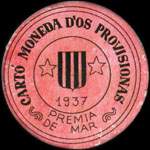 Timbre-monnaie de fantaisie - Premià de Mar - 1937 - Espagne - carton moneda