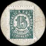 Carton moneda San Feliu de Guixols - 1937 - 15 centimos - timbre-monnaie de fantaisie - Espagne - revers