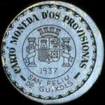 Carton moneda San Feliu de Guixols - 1937 - 45 centimos - timbre-monnaie de fantaisie - Espagne - avers