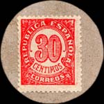 Carton moneda Segovia - 1936 - 30 centimos - timbre-monnaie de fantaisie - Espagne - revers