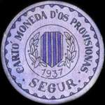 Carton moneda Segur - 1937 - 30 centimos - timbre-monnaie de fantaisie - Espagne - avers