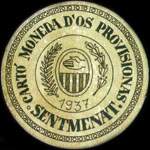 Timbre-monnaie de fantaisie - Sentmenat - 1937 - Espagne - carton moneda