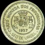 Timbre-monnaie de fantaisie - Seo de Urgel - 1937 - Espagne - carton moneda
