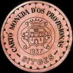 Timbre-monnaie de fantaisie - Sitges - 1937 - Espagne - carton moneda