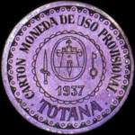 Carton moneda Totana - 1937 - 25 centimos - timbre-monnaie de fantaisie - Espagne - avers