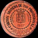 Timbre-monnaie de fantaisie - Valdepe�as - 1937 - Espagne - carton moneda