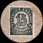 Carton moneda Valls - 1937 - 15 centimos - timbre-monnaie de fantaisie - Espagne - revers