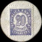 Carton moneda Verges - 1937 - 20 centimos - timbre-monnaie de fantaisie - Espagne - revers