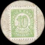 Carton moneda Villassar de Mar - 1937 - 10 centimos - timbre-monnaie de fantaisie - Espagne - revers
