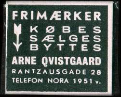 Timbre-monnaie Frimærker - Købes - Sælge - Byttes - Arne Qvistgaard (type 2 avec fond noir sur carton rose-pâle) - Danemark