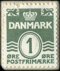 Timbre-monnaie Brizzard - Sknheddserie Anbefales - 1 øre sur fond vert - Texte blanc - Danemark - revers