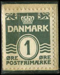 Timbre-monnaie Brizzard - Cremer - Parfumer - Anbefales - 1 øre sur fond vert - Texte blanc - Danemark - revers
