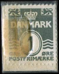 Timbre-monnaie Brizzard - Sknheddserie Anbefales - 1 øre sur fond vert - Texte argent - Danemark - revers