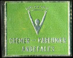 Timbre-monnaie Brizzard -  Cremer - Parfumer - Anbefales - 1 øre sur fond vert - texte argenté