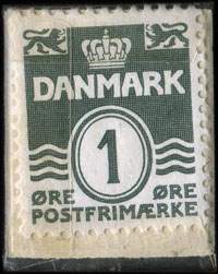 Timbre-monnaie Brizzard - Cremer - Parfumer - Anbefales - 1 øre sur fond vert - Texte argent - Danemark - revers
