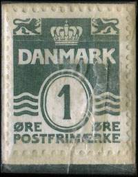 Timbre-monnaie Brizzard - Cremer - Parfumer - Anbefales - 1 øre sur fond bleu - Texte blanc - Danemark - revers