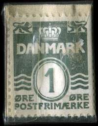 Timbre-monnaie Brizzard - Sknheddserie Anbefales - 1 øre sur fond bleu - Texte blanc - Danemark - revers