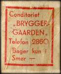 Timbre-monnaie Conditoriet Brygger-Gaarden - Telefon 2860 - Bager kun i Smør - 1 øre sur carton blanc - Danemark - avers