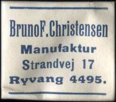 Timbre-monnaie Bruno F. Christensen - Manufaktur - Strandvej 17 - Ryvang 4495. - Danemark