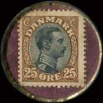 Timbre-monnaie Capstan - 25 øre marron sur fond rose - revers