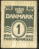 Timbre-monnaie Dan-Petersen's Rideskole - 1 øre  sur carton blanc - Danemark - revers