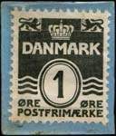 Timbre-monnaie Einar's Bod. - 1 øre sur carton bleu - Danemark - revers