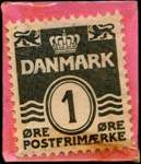 Timbre-monnaie Einar's Bod. - 1 øre sur carton rose - Danemark - revers