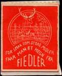 Timbre-monnaie Fiedler - 1 øre sur carton blanc - fond rouge - Danemark - avers